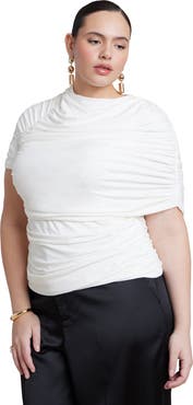 ELOQUII Sleeve Overlay Draped Top