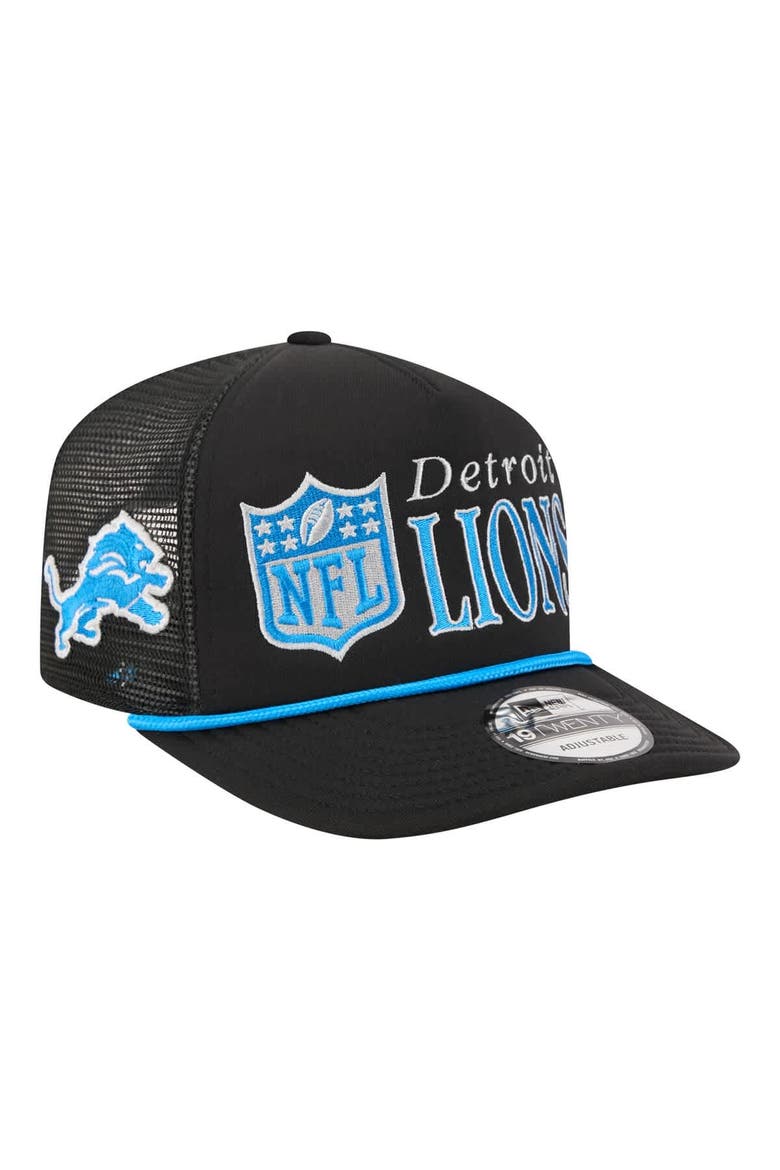Men's New Era Black Detroit Lions Throwback Foam 19TWENTY Adjustable Hat, Main, color, Black