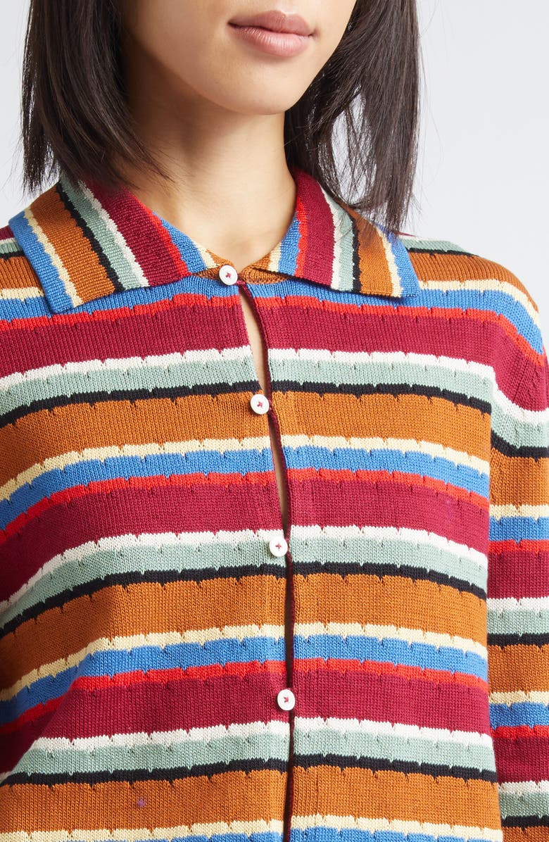Bode Starkey Stripe Cotton Cardigan, Alternate, color, Multi
