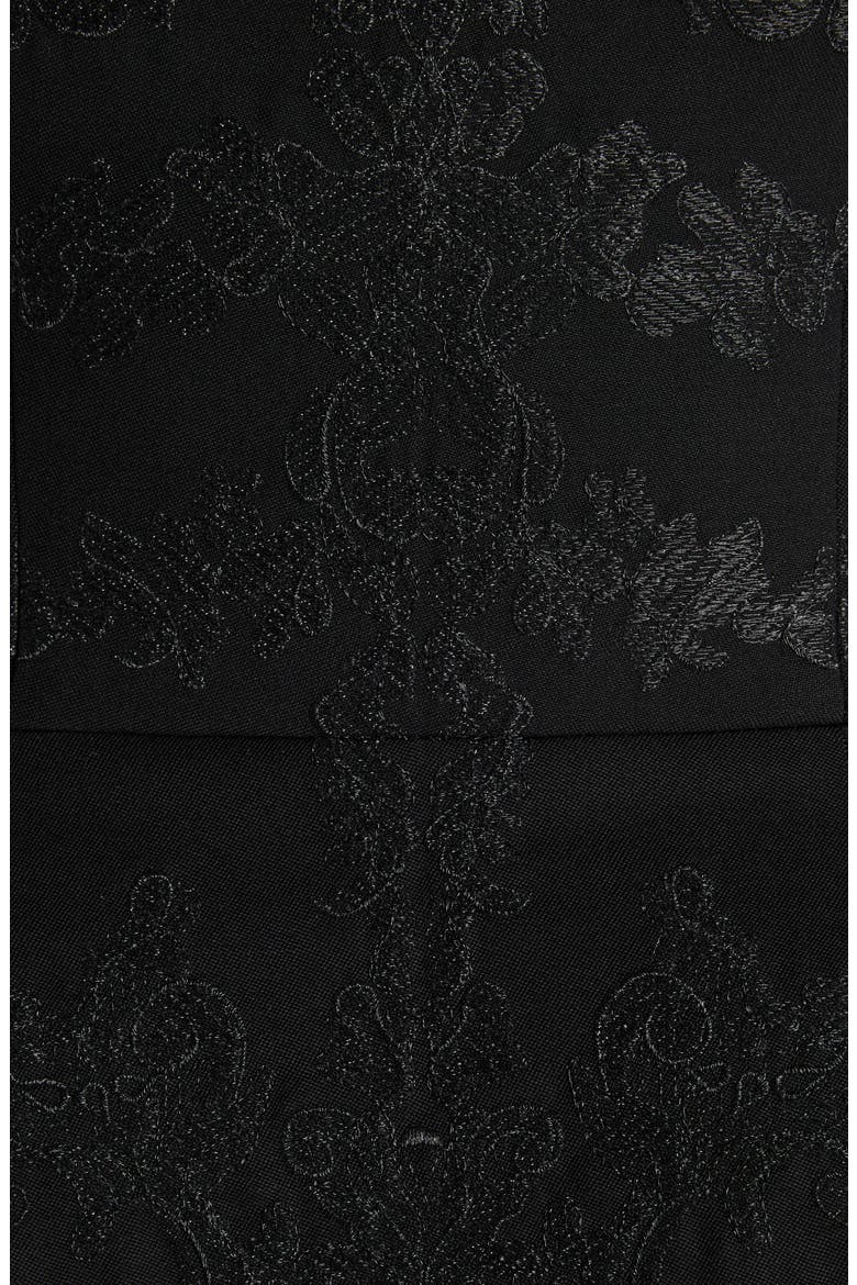 Embroidered Structured Wool Peplum Corset, Alternate, color, BLACK