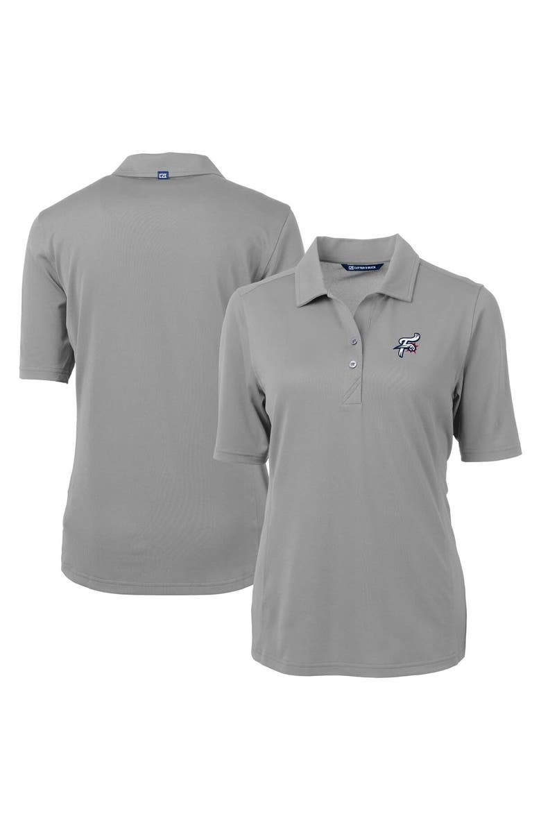 Cutter & Buck Women's Cutter & Buck Gray Reading Fightin Phils Virtue DryTec Eco Pique Recycled Polo, Main, color, 