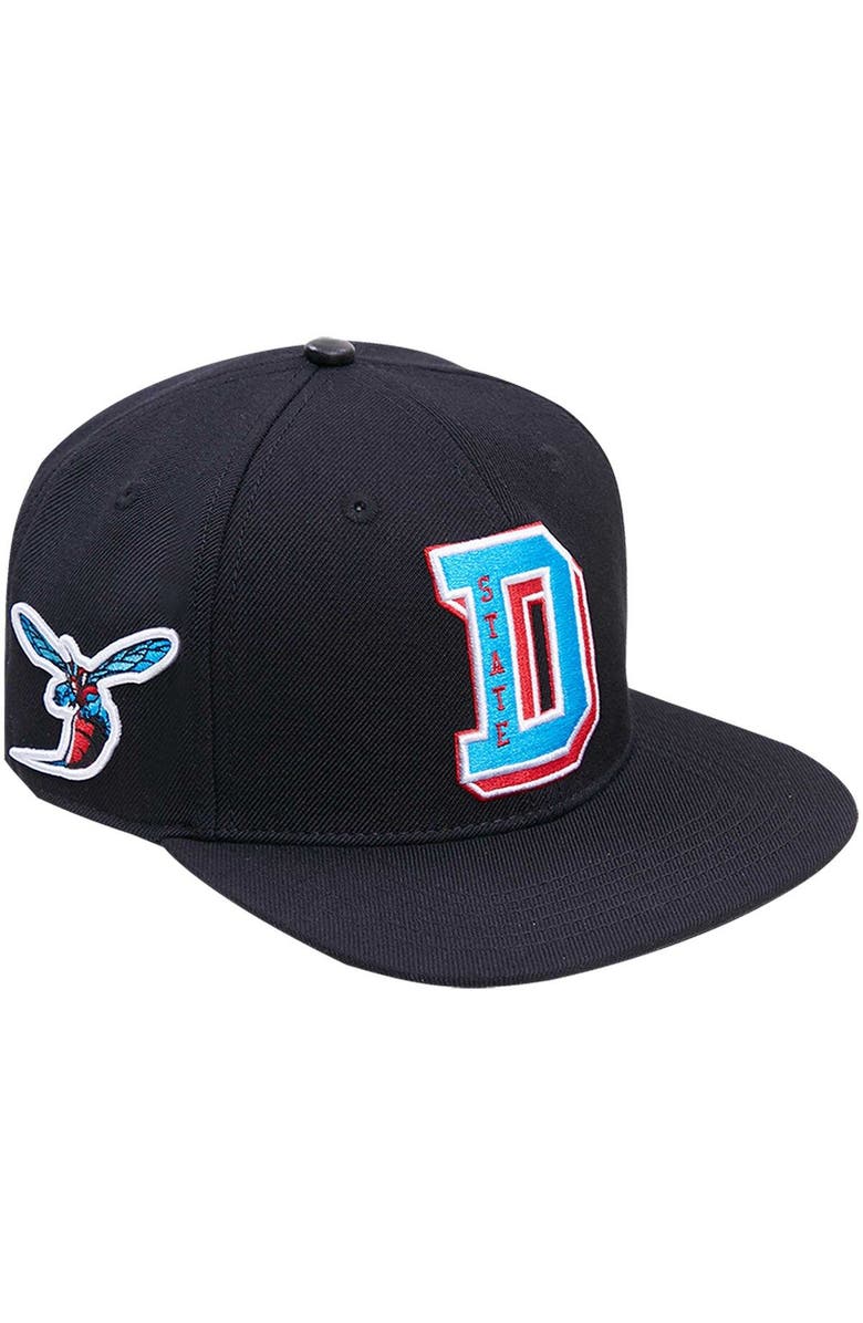 PRO STANDARD Men's Pro Standard Black Delaware State Hornets Arch Over Logo Evergreen Snapback Hat, Main, color,