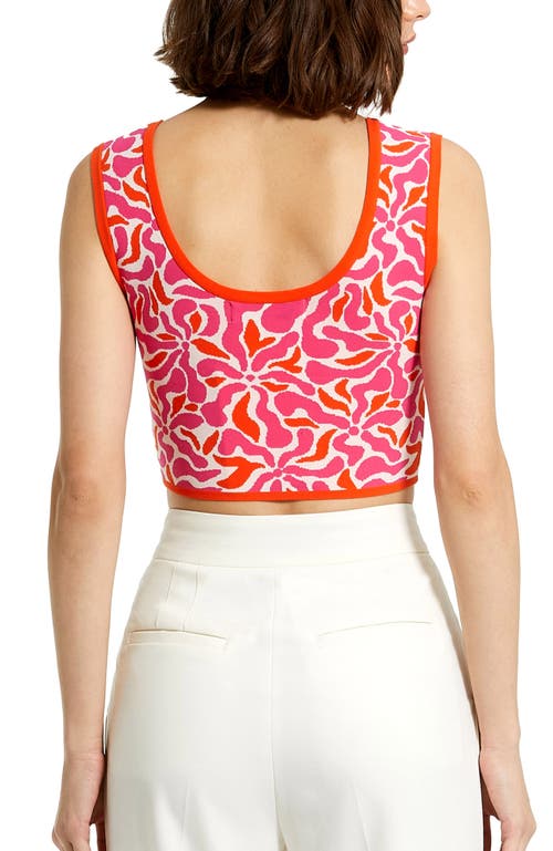 Mac Duggal Sleeveless Floral Print Knit Cropped Tank Top In Sunset Multi
