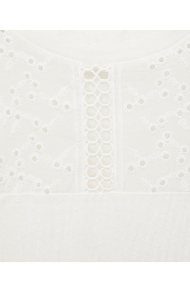 MANGO Embroidered Eyelet Accent Cotton Top, Alternate, color, White