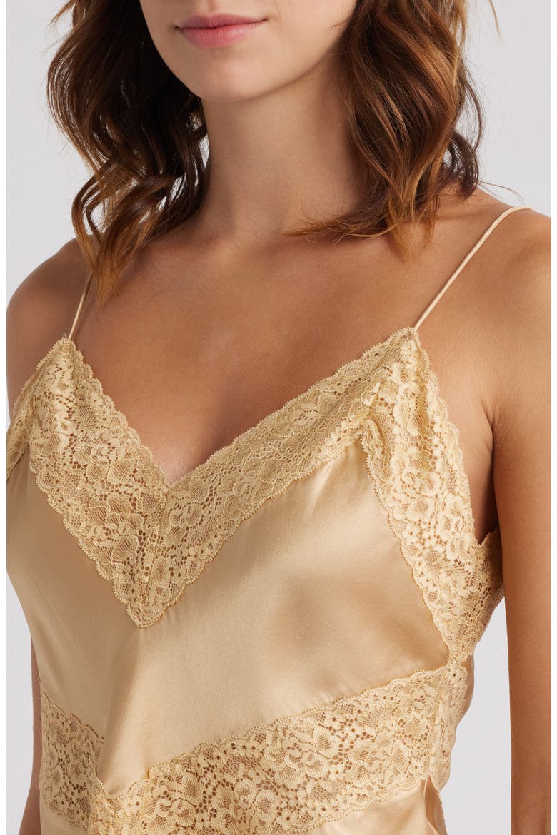 Brimsley Lace Trim Silk Camisole, Alternate, color, CAMEL CHARM