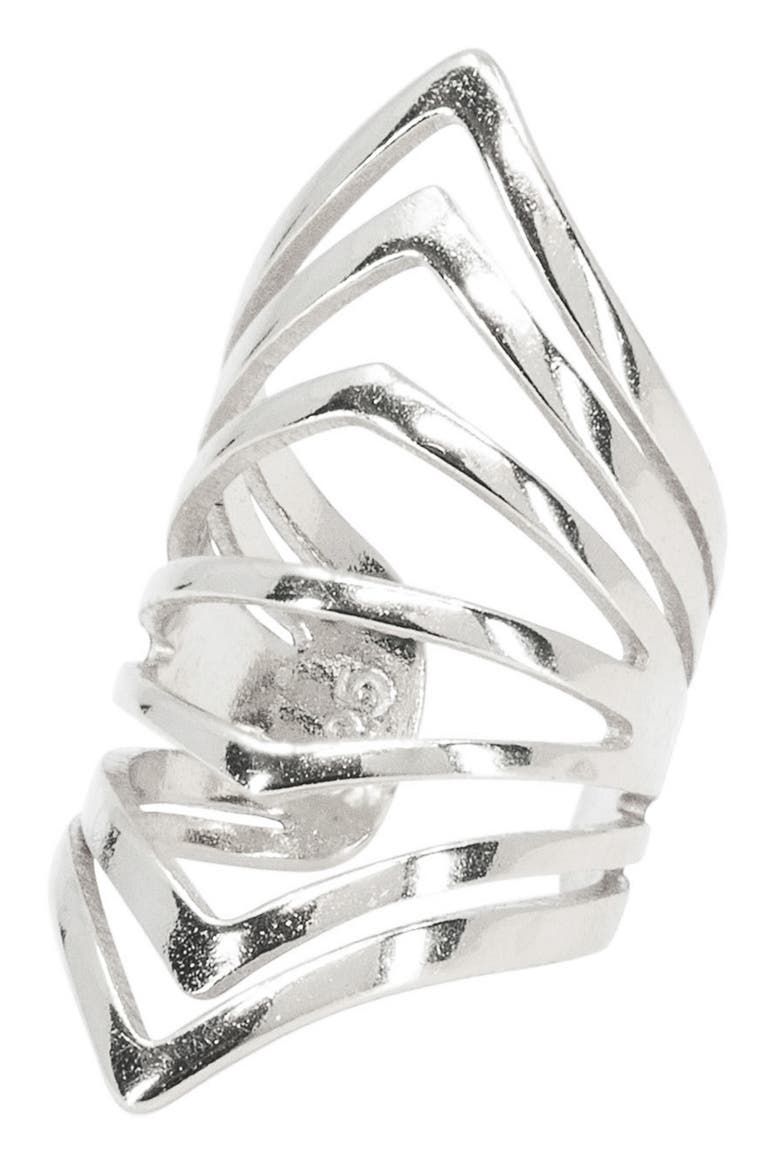Hexagon Ear Cuff, Alternate, color, SILVER