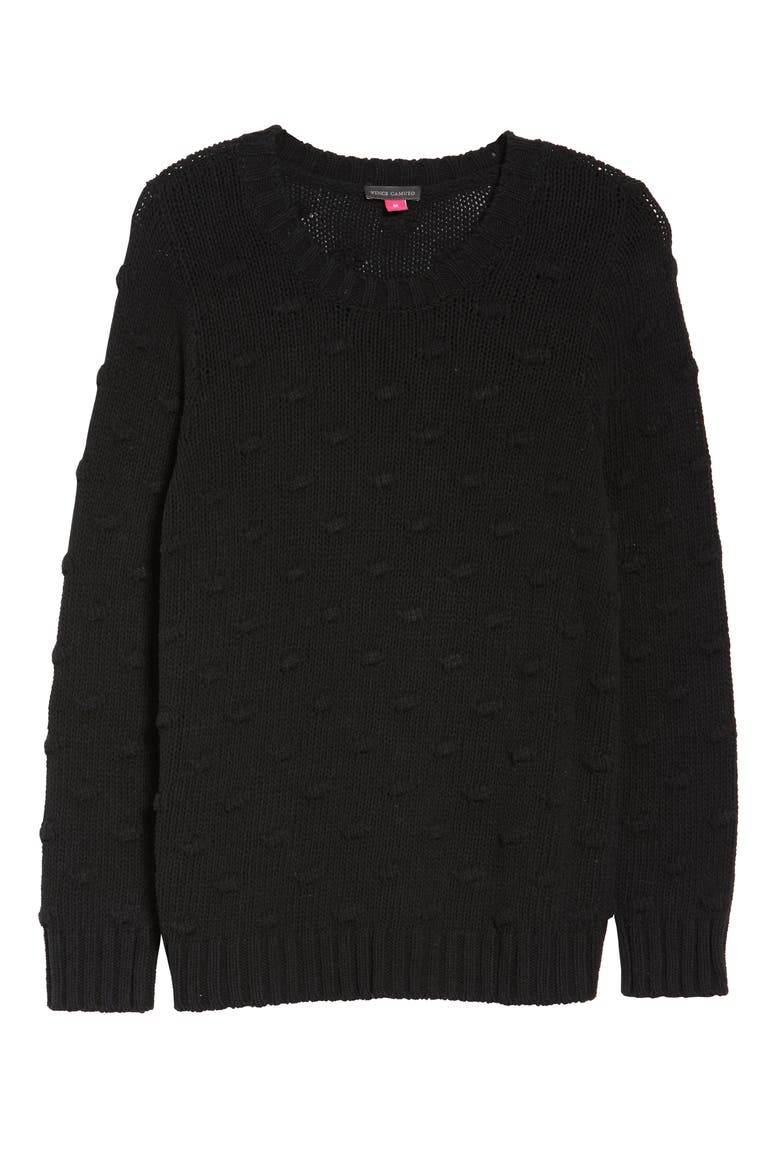 Cotton Popcorn Sweater, Alternate, color, RICH BLACK