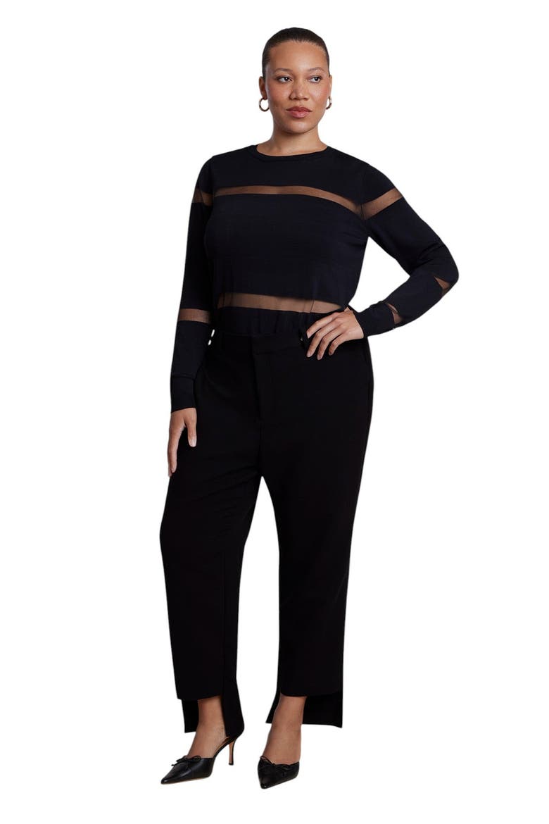 Step Hem High Waist Trouser (plus), Alternate, color, BLACK ONYX