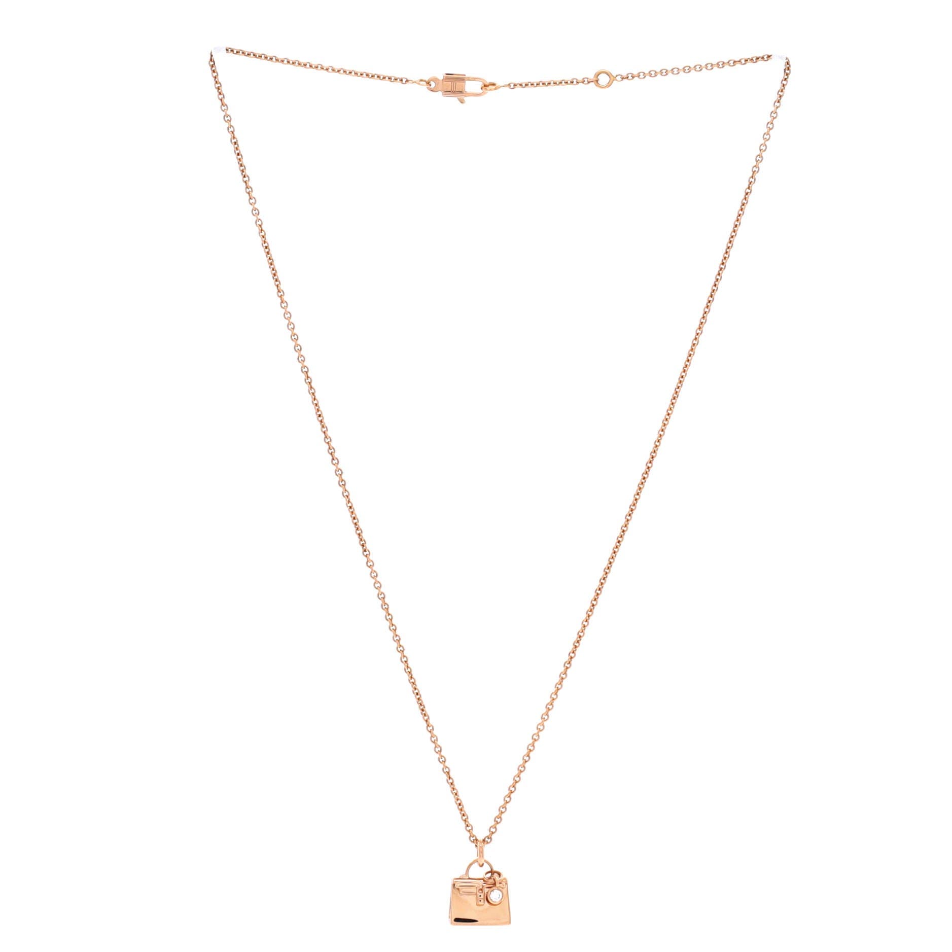 Amulettes Kelly Pendant NM Necklace 18K Rose Gold with Diamond, Alternate, color, Metallic Gold