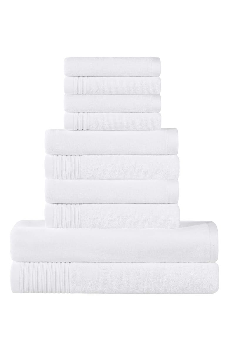 Superior Marble 10-Piece Quick-Drying Cotton Towel Set, Main, color, White