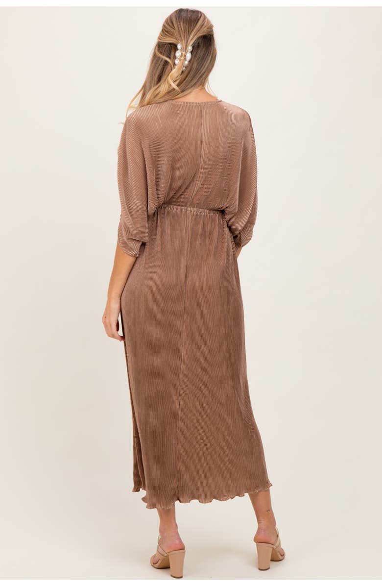 PinkBlush Pleated Satin Dolman Sleeve Maxi Dress, Alternate, color, Mocha