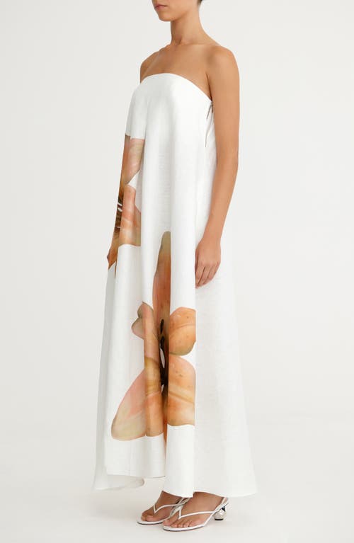 SIGNIFICANT OTHER SIGNIFICANT OTHER PARISA PLACED FLORAL STRAPLESS LINEN MAXI DRESS