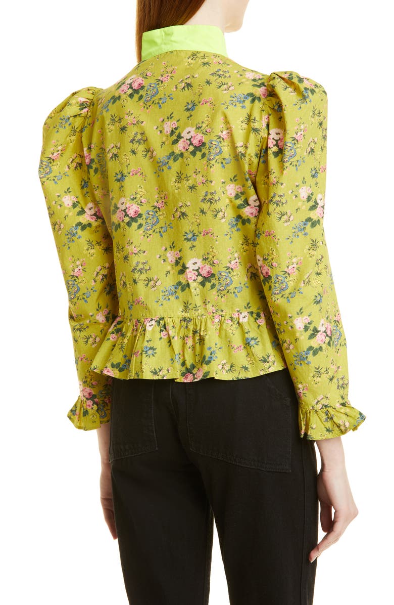 Batsheva Grace Floral Leg of Mutton Blouse, Alternate, color, 