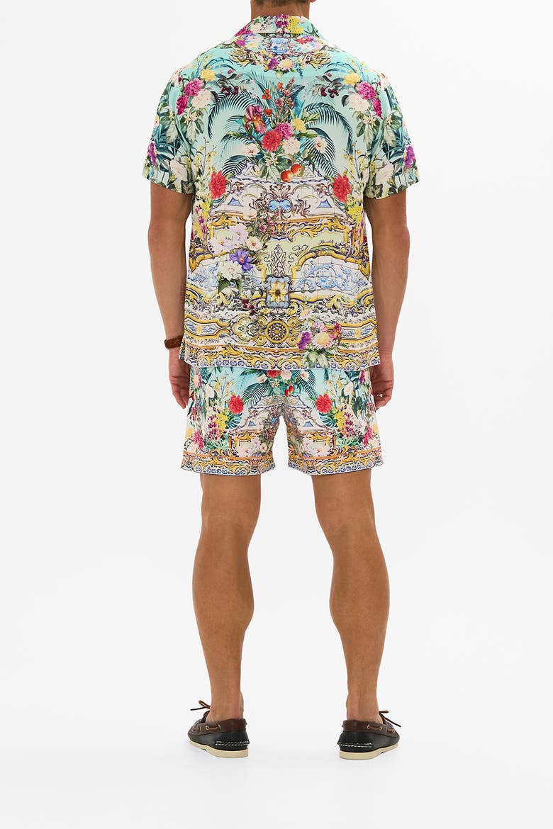 Short Sleeve Camp Collared Shirt Gardens Of Queluz, Alternate, color, Gardens Of Queluz
