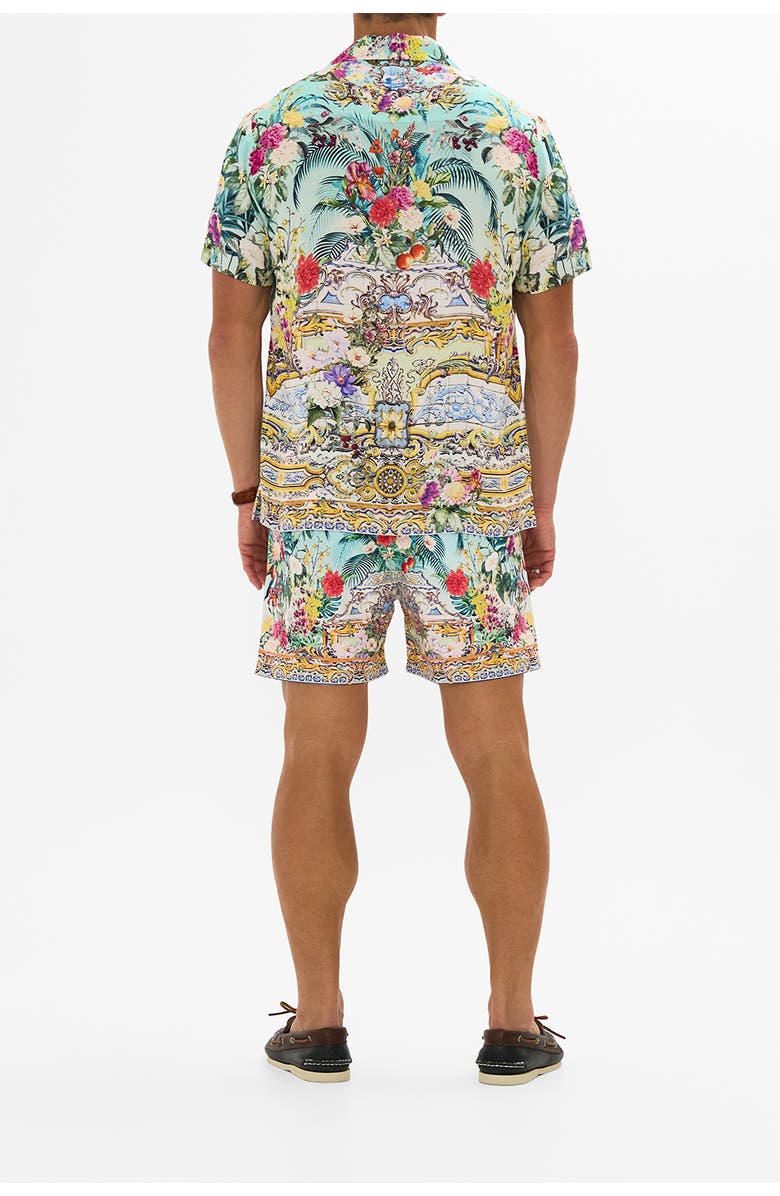 Hotel Franks By Camilla Short Sleeve Camp Collared Shirt Gardens Of Queluz, Alternate, color, Gardens Of Queluz