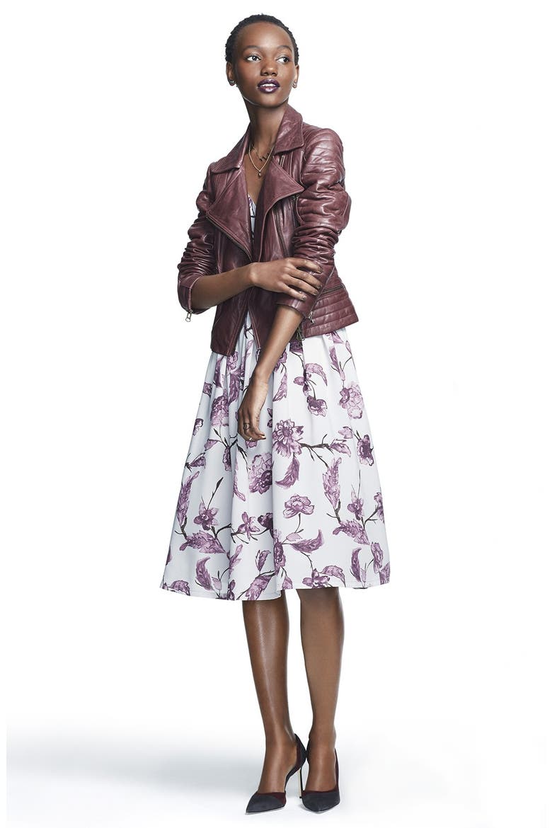 BB Dakota 'Theresa' Floral Print Woven Midi Dress, Alternate, color, GRAY/ SILVER