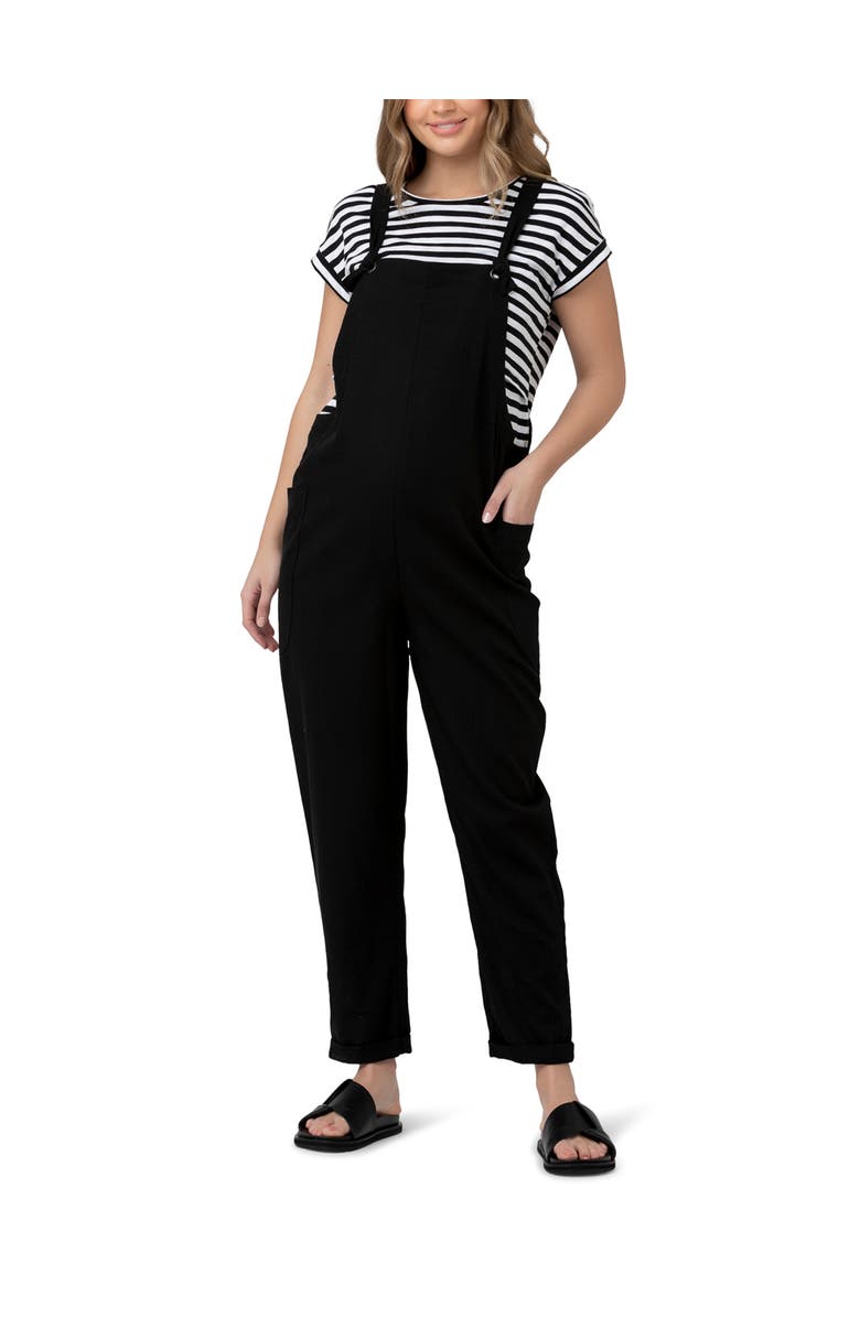 Ripe Maternity Poppy Linen Jumpsuit, Main, color, Black