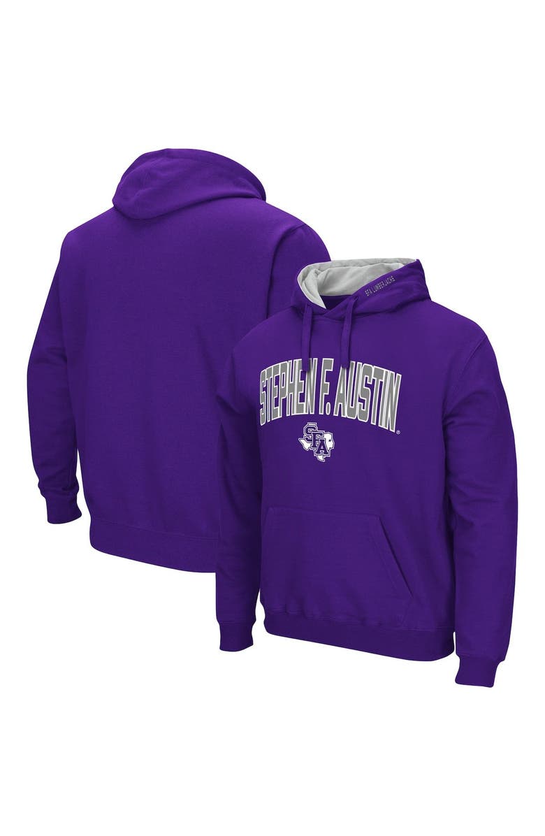 COLOSSEUM Men's Colosseum Purple Stephen F Austin Lumberjacks Arch and Logo Pullover Hoodie, Main, color, Purple