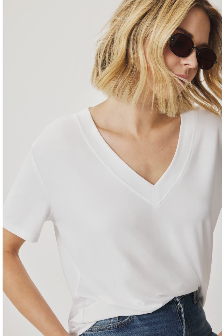 Kacey V-Neck Short Sleeve T-Shirt, Alternate, color, WHITE