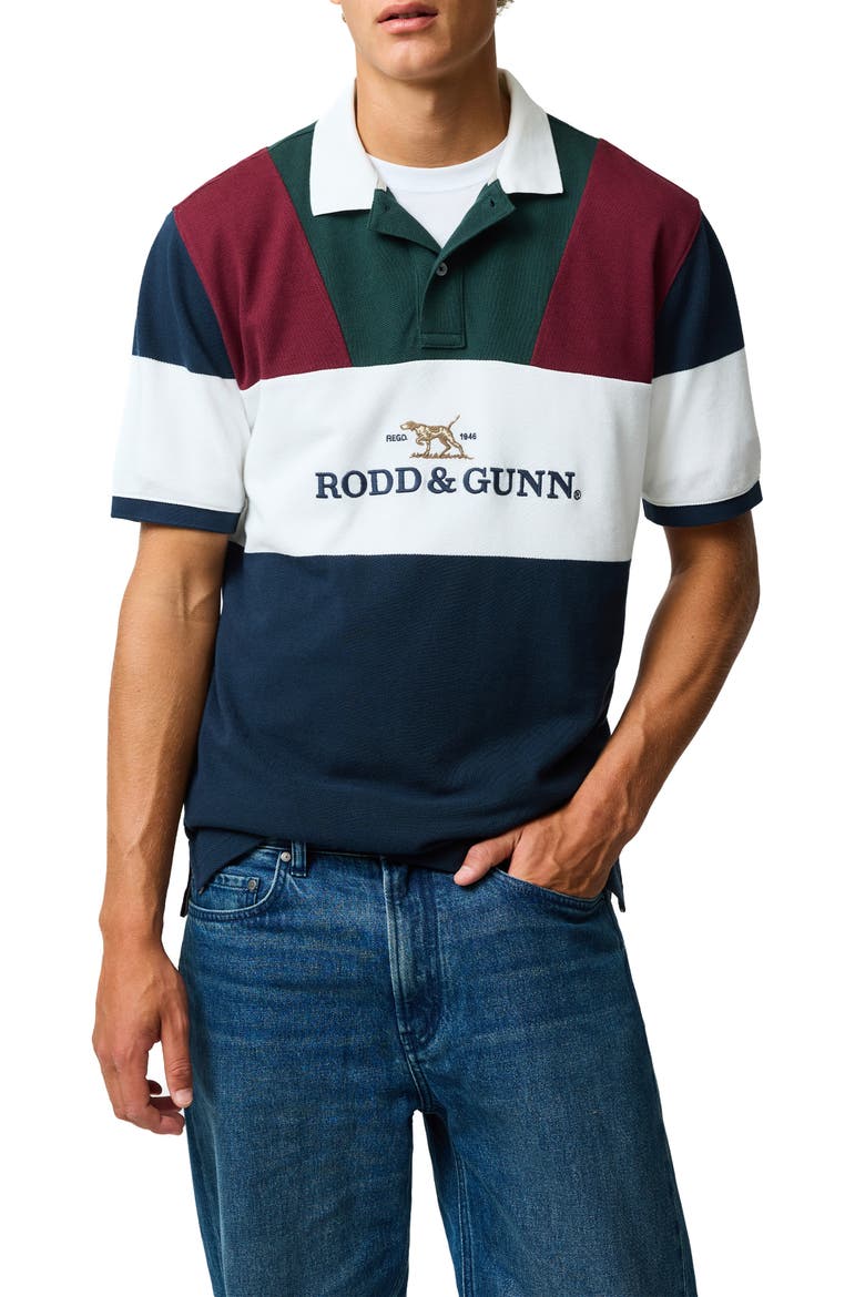 Heathridge Original Fit Colorblock Cotton Piqué Polo, Main, color, ECLIPSE