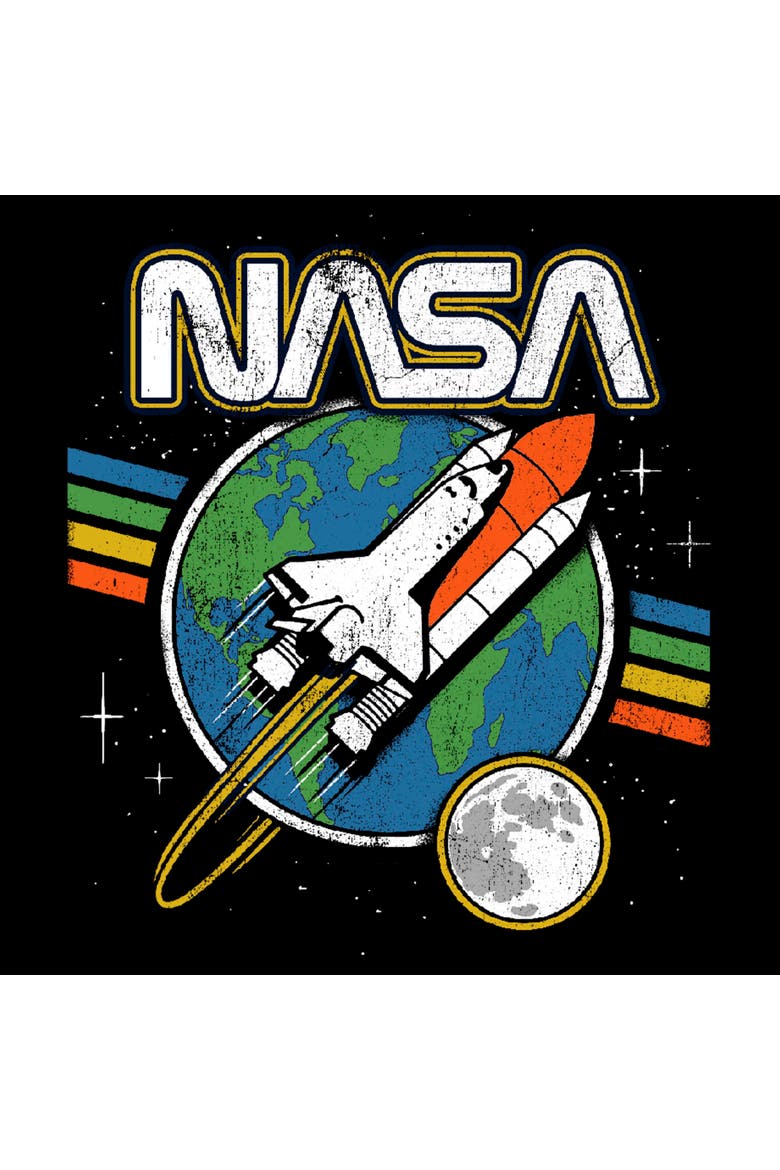 Boys' Retro Rocket Launch Graphic Graphic Short Sleeve T-Shirt, Alternate, color, Black
