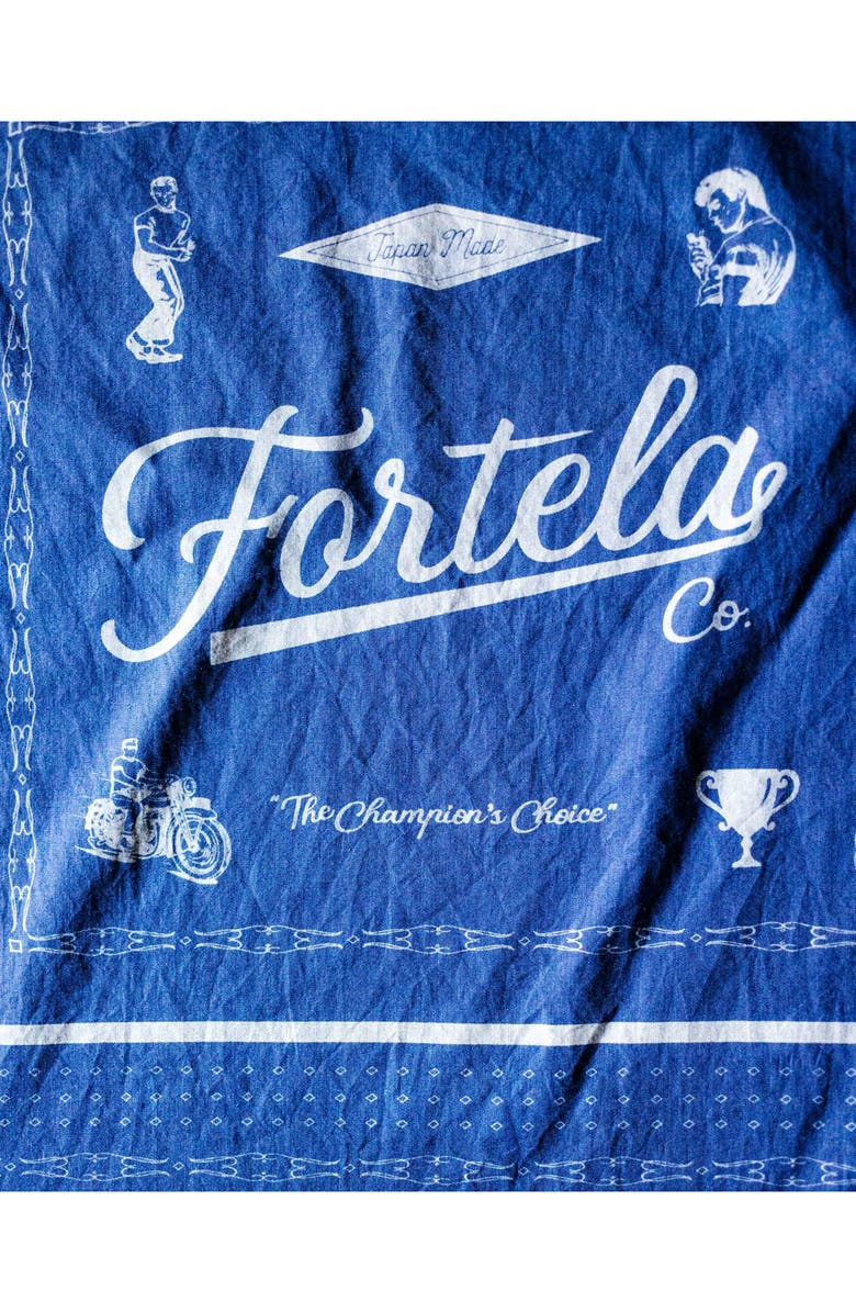 Fortela Printed Logo Cotton Bandana, Alternate, color, Indaco