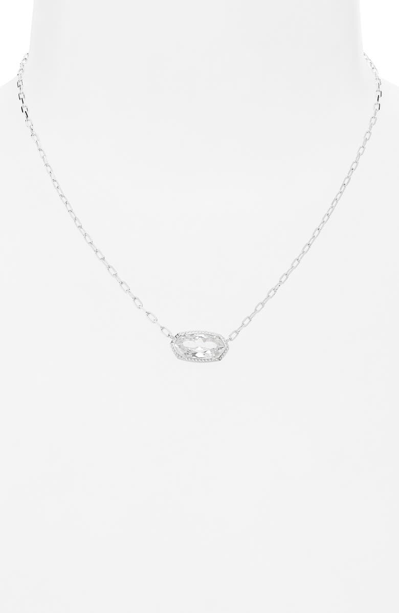 Kendra Scott Elisa Luxe Short Pendant Necklace, Alternate, color, Silver White Cubic Zirconia