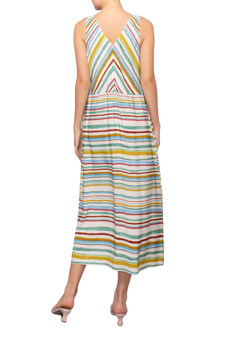 Stripe Sleeveless Linen Blend Dress, Alternate, color, GREEN MULTI STRIPE