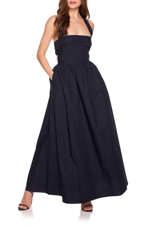 Halter Neck Cotton Poplin Dress