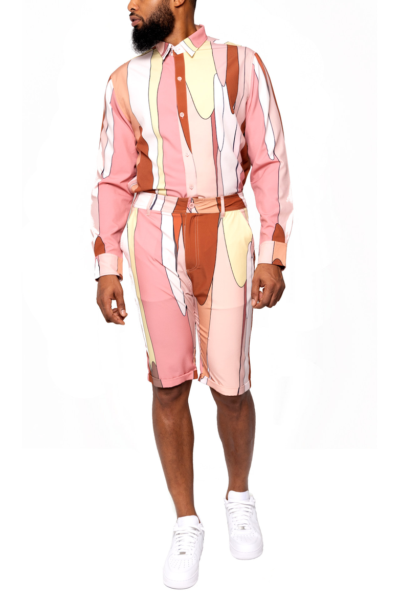 Men's Retro Drip print dress Pants, Alternate, color, Pink