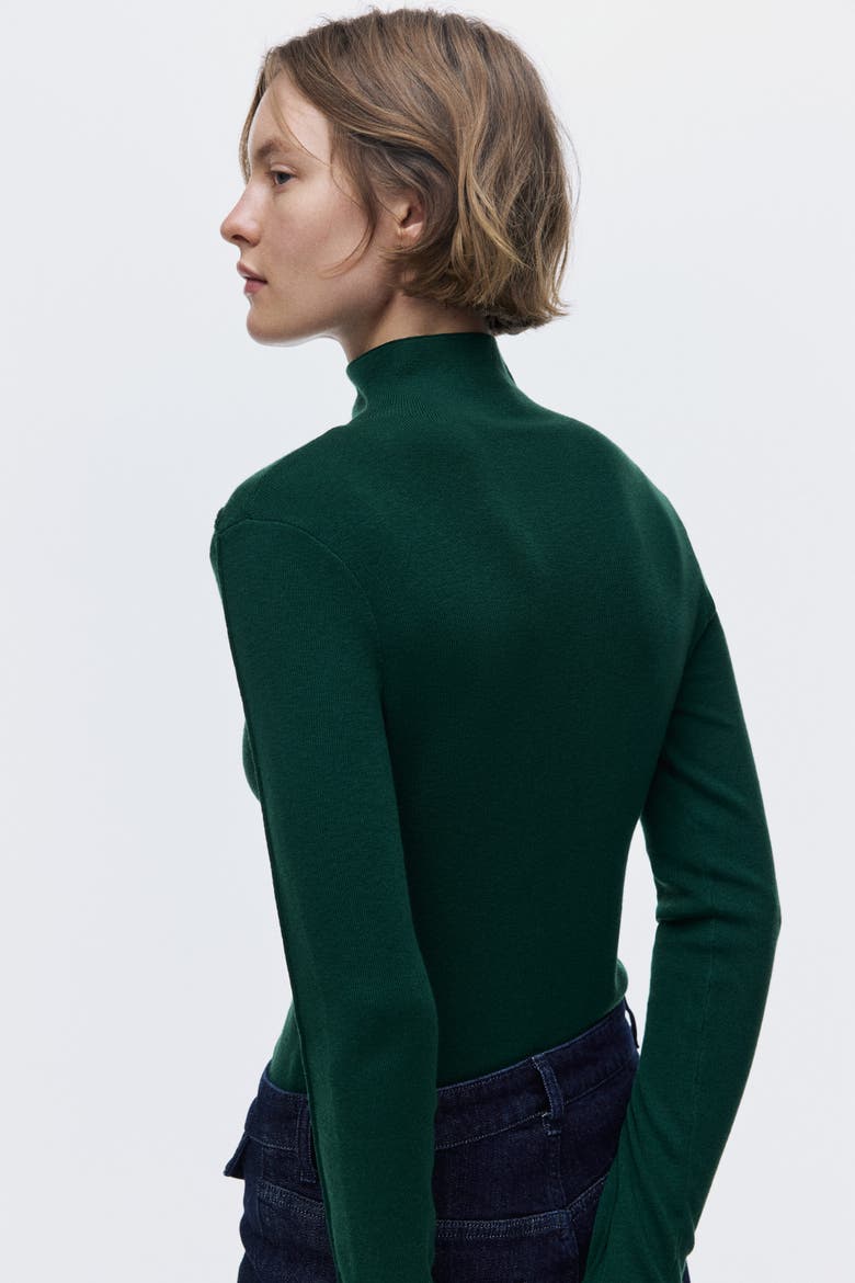 Zip-top Turtleneck Top, Alternate, color, Dark green