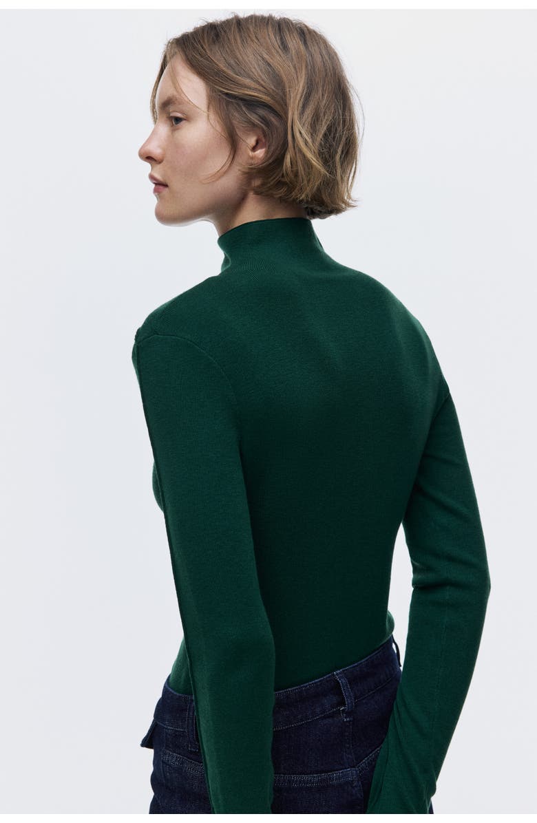 H&M Zip-top Turtleneck Top, Alternate, color, Dark Green