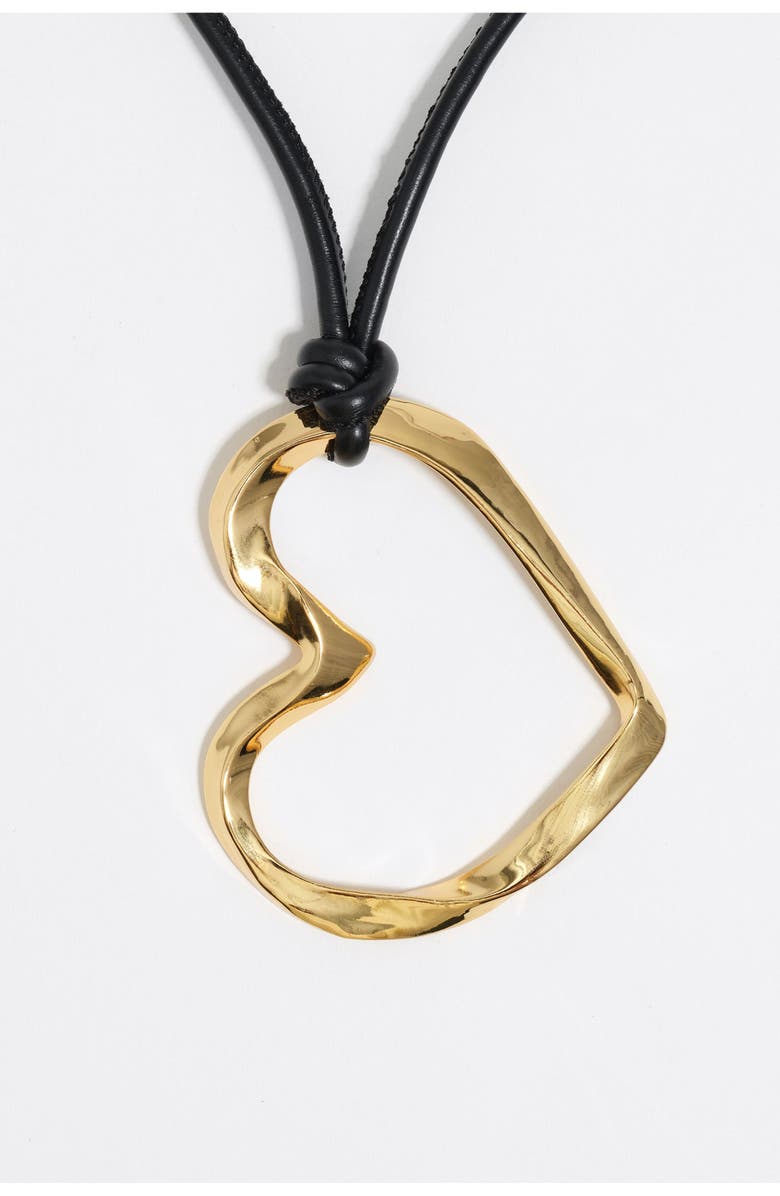 Bimba y Lola Textured Heart Necklace, Alternate, color, Gold