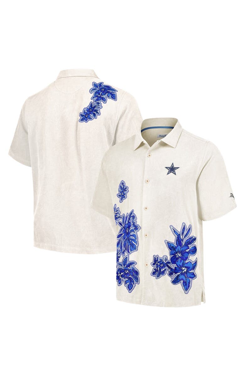 Tommy Bahama Men's Tommy Bahama Cream Dallas Cowboys Hibiscus Camp Button-Up Shirt, Main, color, 