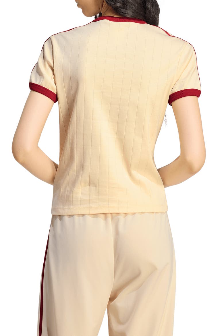 Pinstripe Slim Cotton T-Shirt, Alternate, color, VANILLA/ VICTORY RED/ SCARLET