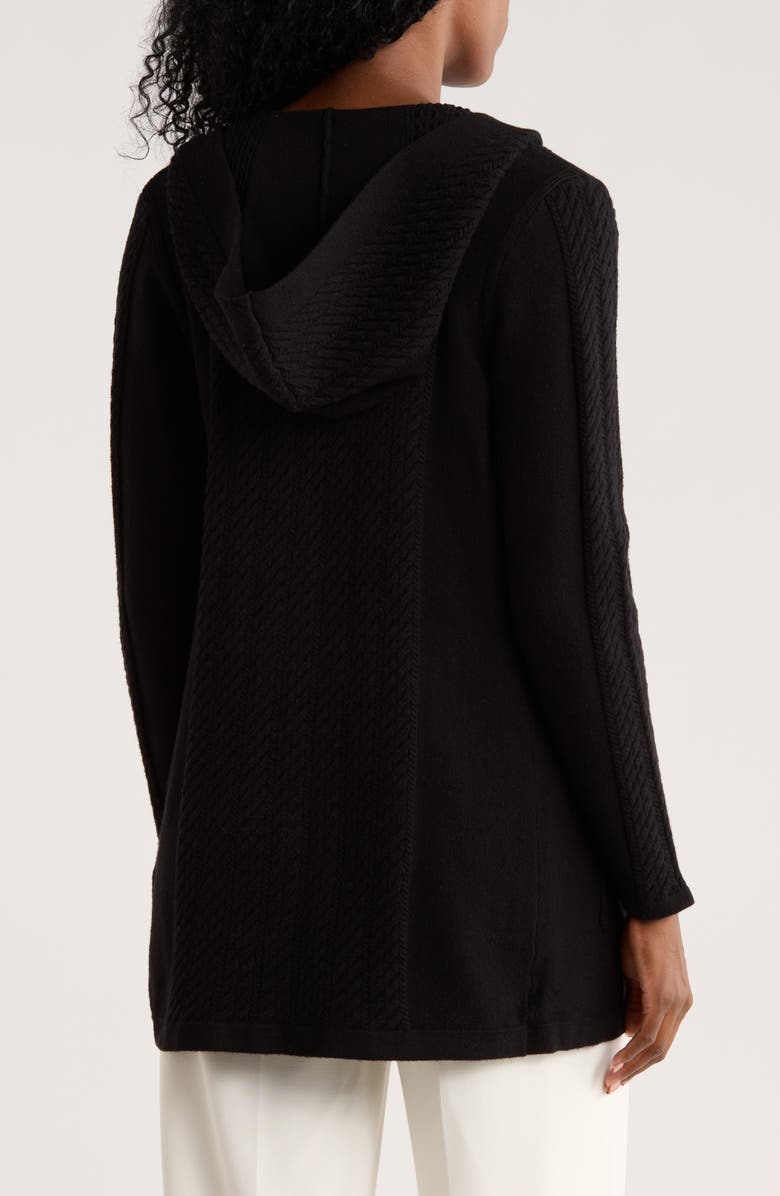 CYRUS Cable Knit Hooded Cardigan, Alternate, color, Black