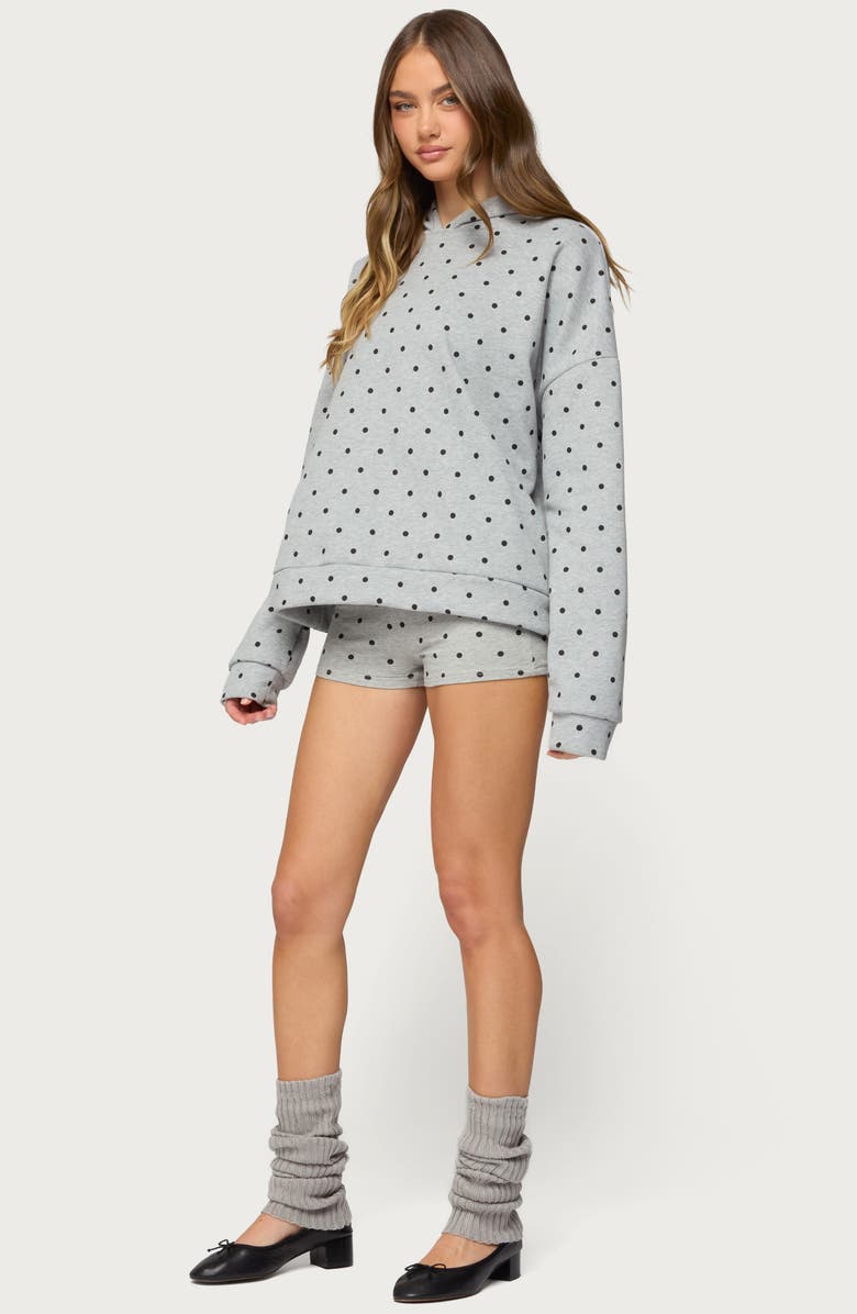 EDIKTED Chelsie Polka Dot Foldover Shorts, Alternate, color, Gray-Melange