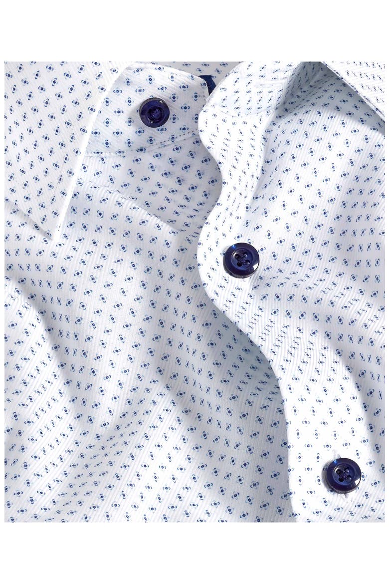 Slim Fit Neat Stretch Cotton Dress Shirt, Alternate, color, WHITE/ NAVY