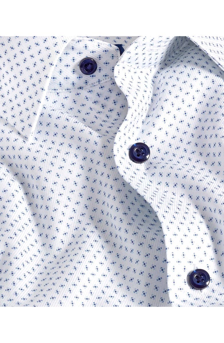 David Donahue Slim Fit Neat Stretch Cotton Dress Shirt, Alternate, color, White/ Navy