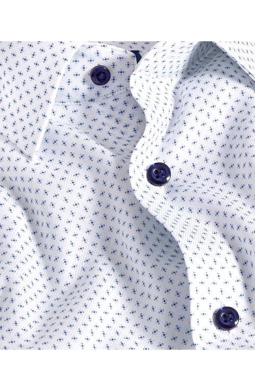 David Donahue Slim Fit Neat Stretch Cotton Dress Shirt In White