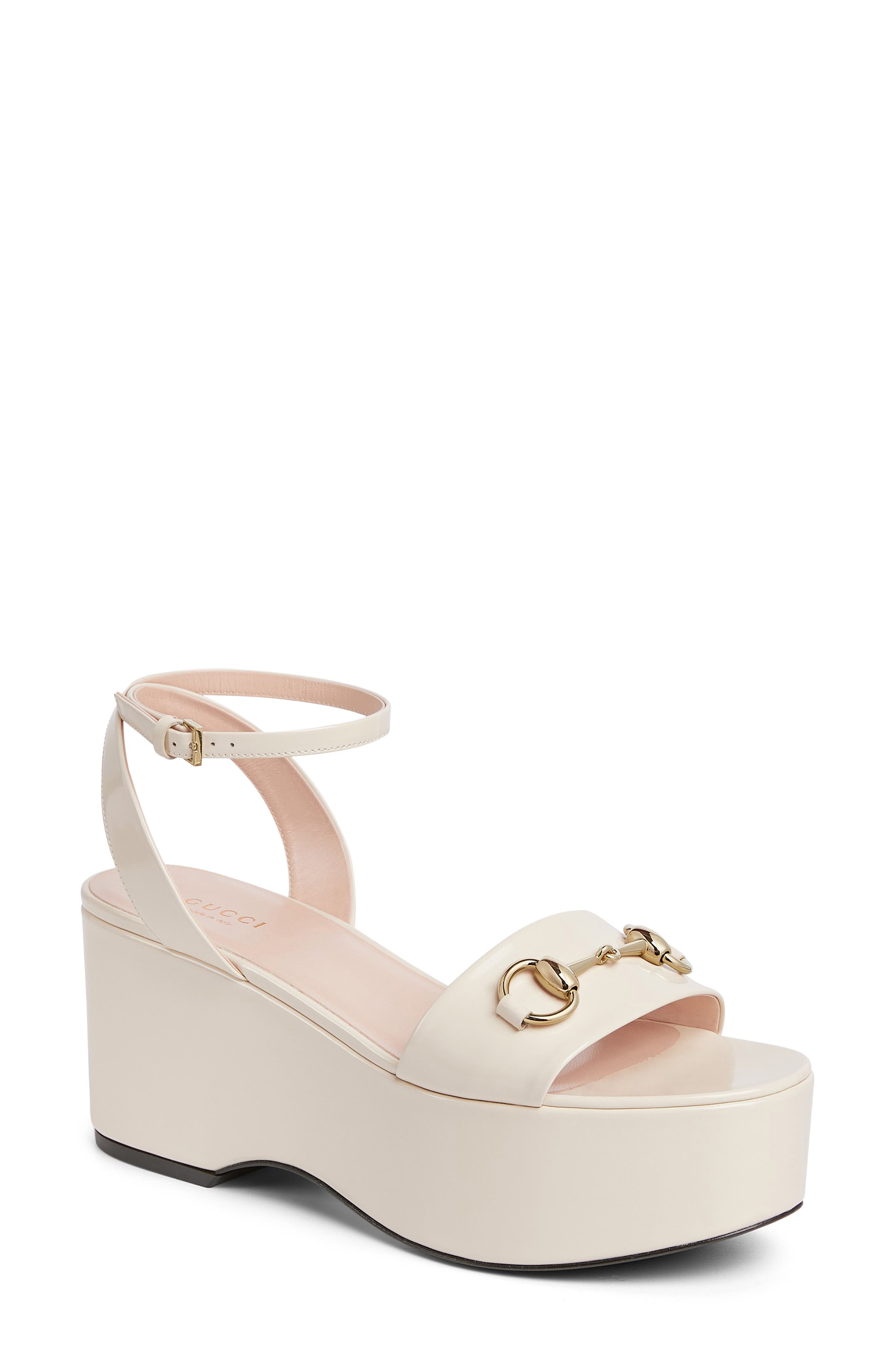 Gucci Lady Horsebit Platform Sandal, Main, color, New Ivoire
