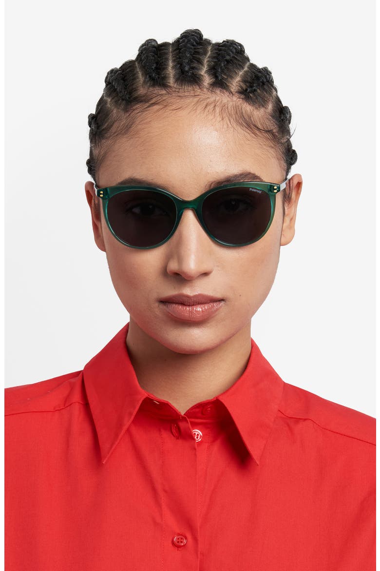 55mm Polarized Cat Eye Sunglasses, Alternate, color, GREEN/ GREY POLAR