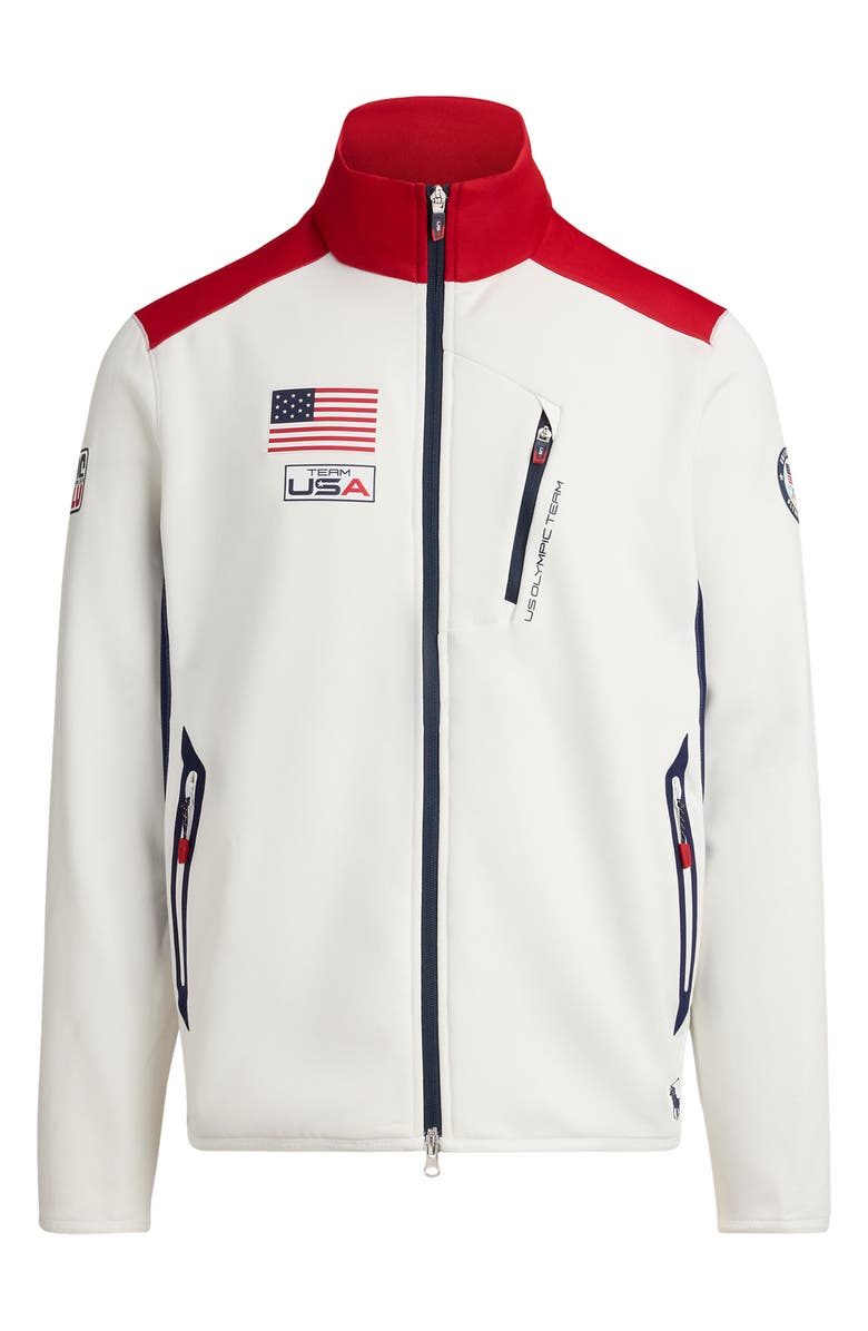 Polo Ralph Lauren Team USA Track Jacket, Main, color, Ceramic White Multi
