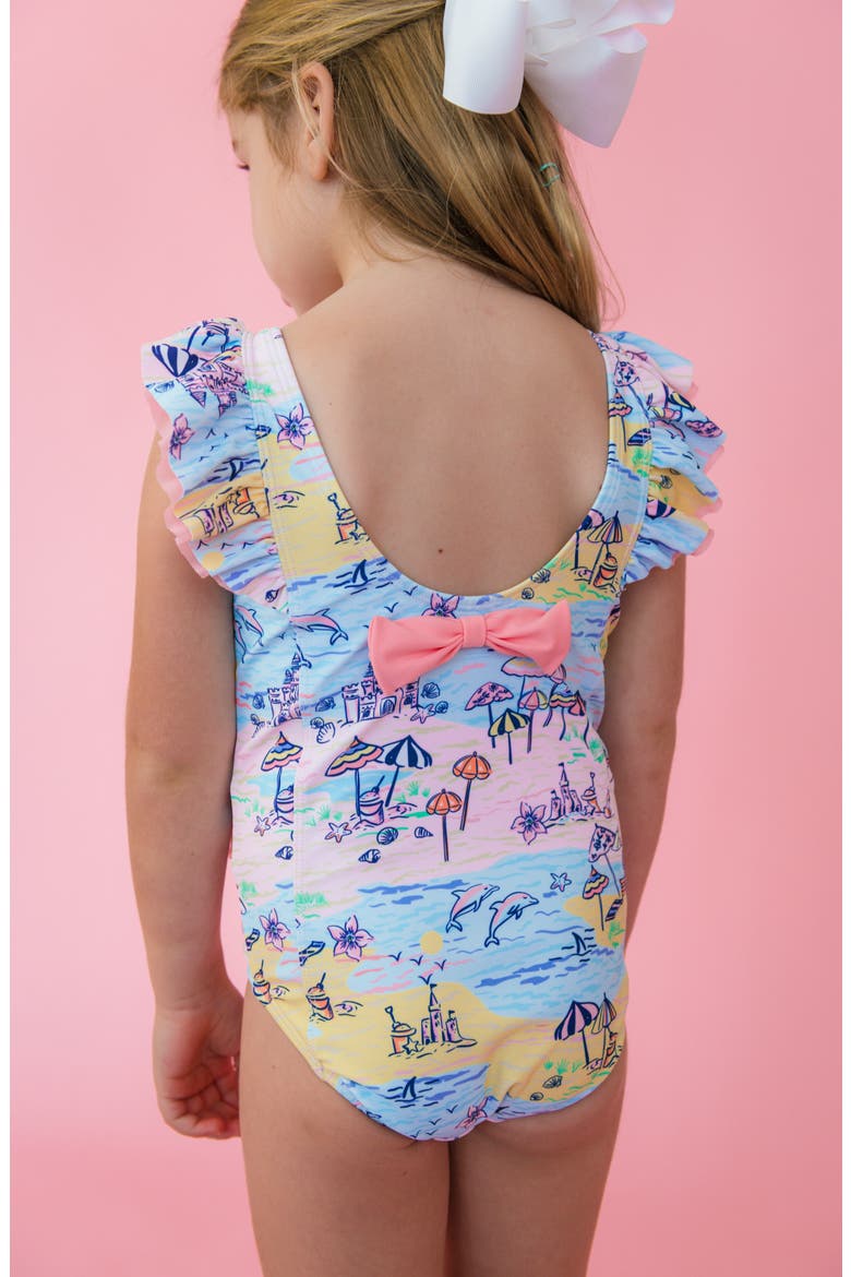 Kids' Beach Day Waterfall One-Piece Swimsuit, Alternate, color, MULTI-COLOR