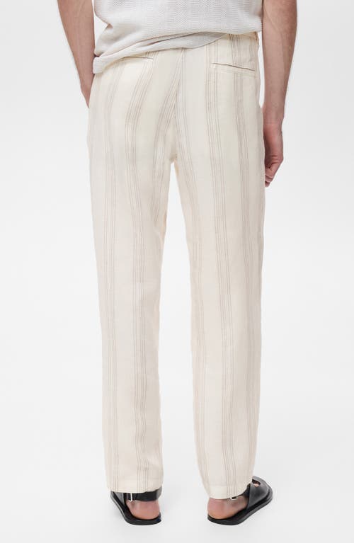 Mango Elastic Waist Linen Pants In White