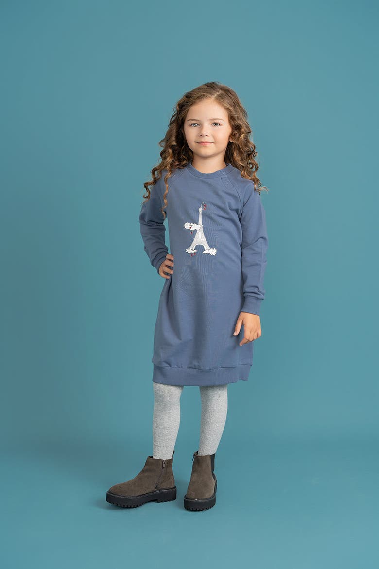 Long Sleeve Eiffel Tower Bubble Dress, Alternate, color, True Blossom