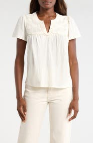 Lucky Brand Lace Pintuck Top