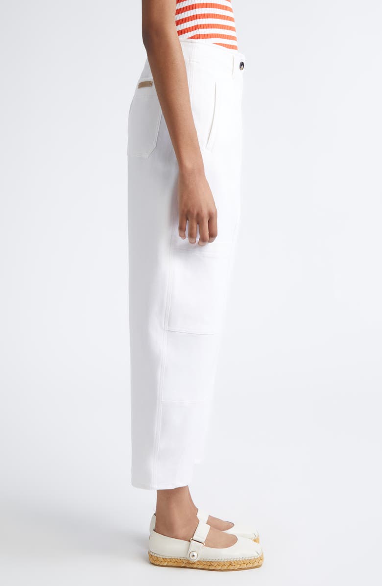 Max Mara Bautta Cotton Stretch Twill Cargo Ankle Pants, Alternate, color, Optical White