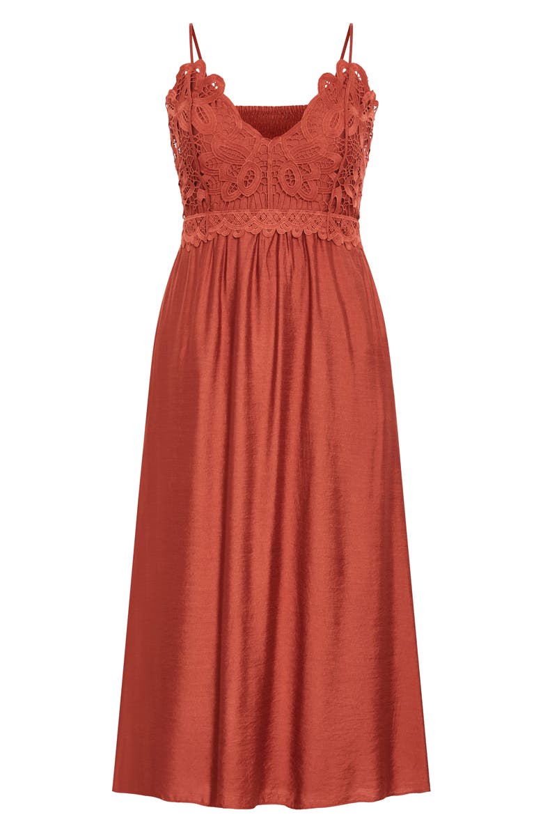 City Chic Martina Lace Trim Dress, Alternate, color, Cinnamon