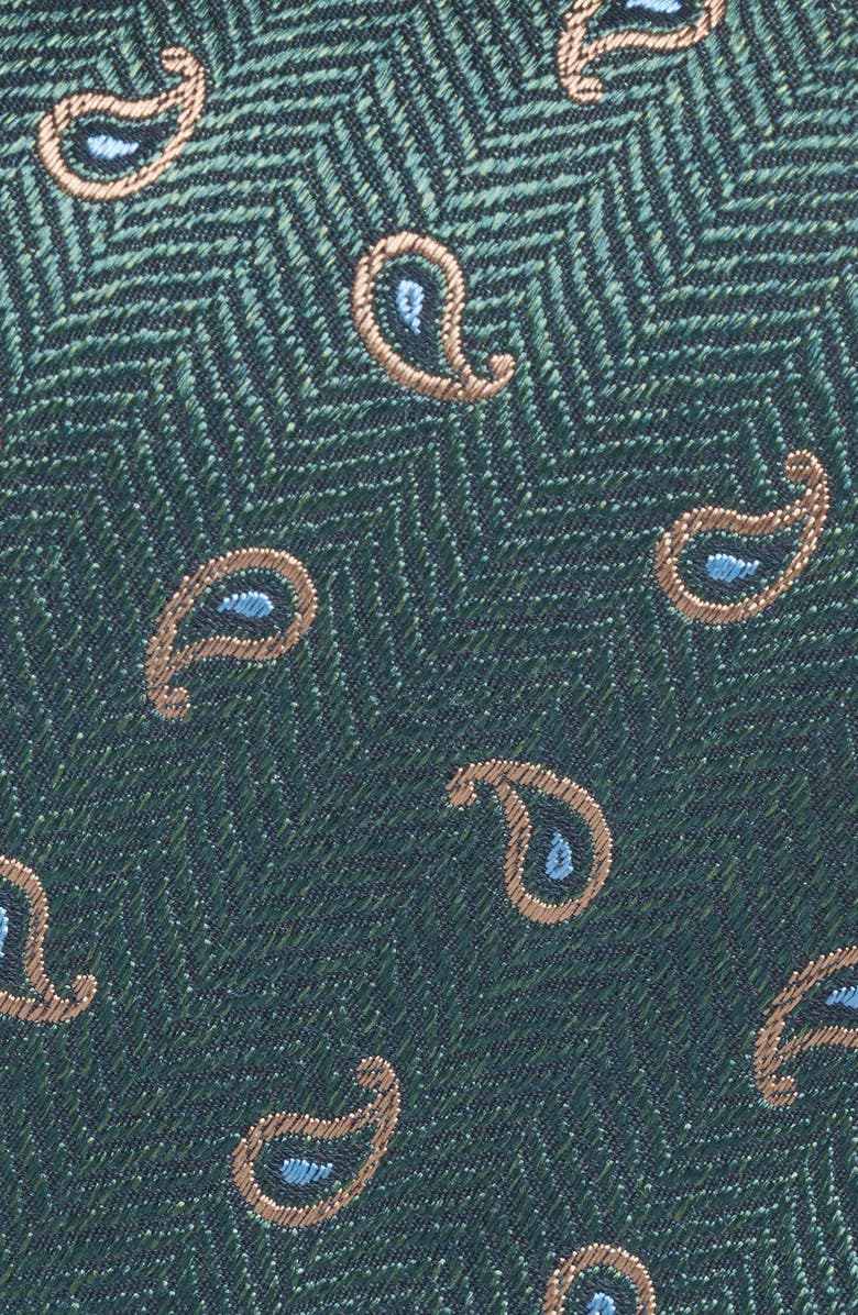 Jack Victor Paisley Silk & Cotton Tie, Alternate, color, Green